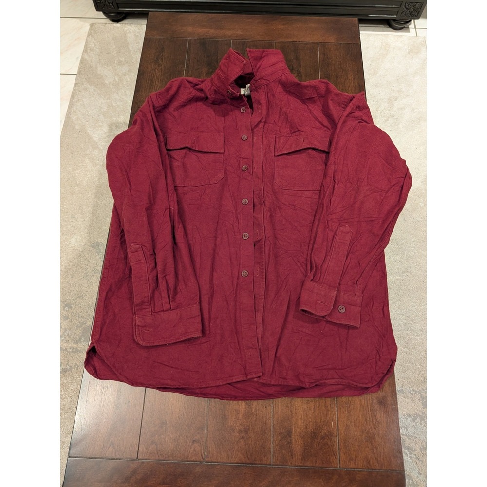 LL Bean shirt Men's Medium red Chamois Button Up Soft Workwear Flannel pockets L